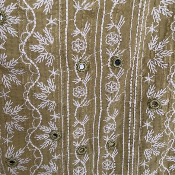 Zara Women's Embroidered 100% Cotton Tunic Maxi Dress Shisha Green Size S - Picture 9 of 14